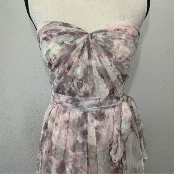 Jenny Yoo Strapless Sweetheart Floral Chiffon Maxi Gown - Picture 9 of 15